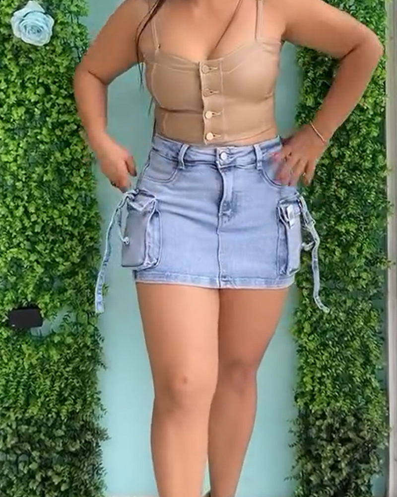 Workwear Denim Shorts Skirt (Pre-Sale)