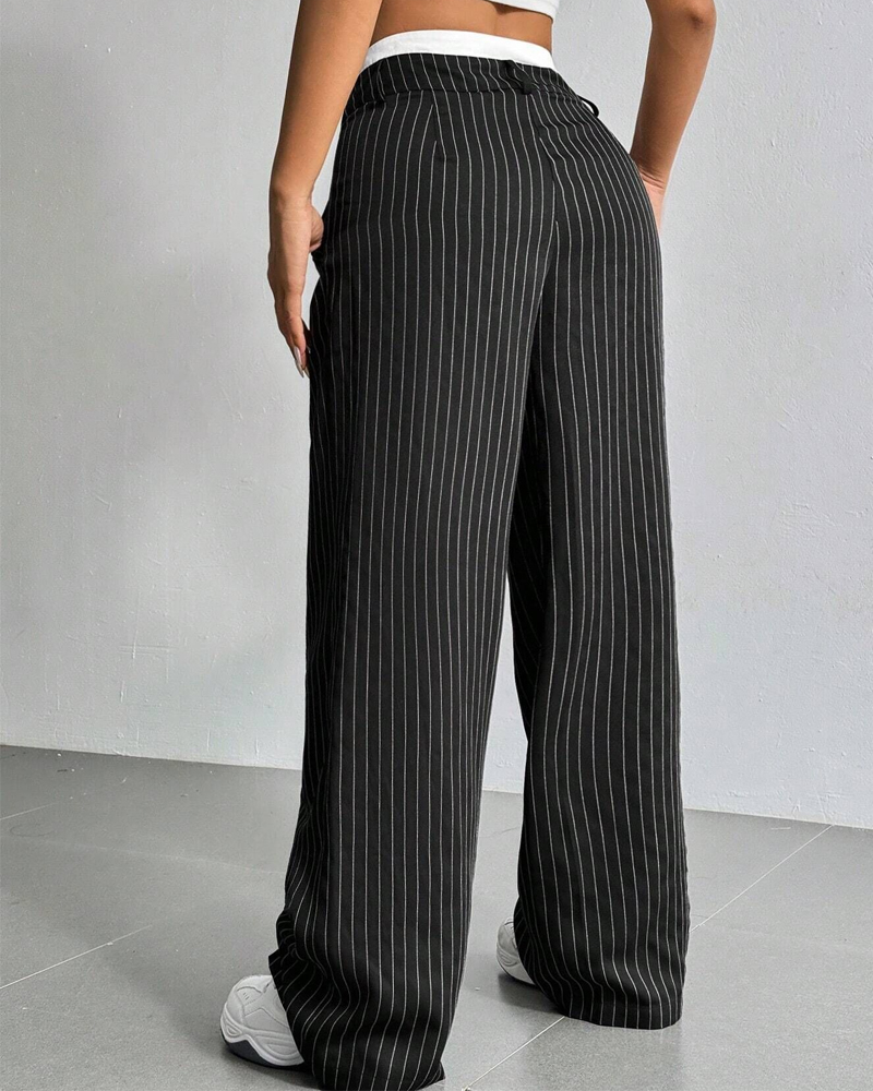 Simple Drape Loose Straight Pants-Curvy-Faja