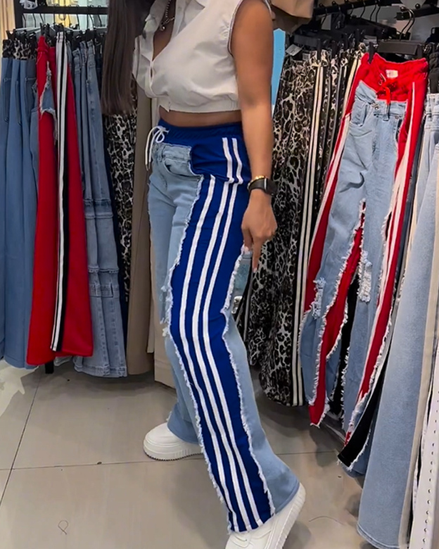 Distressed Patchwork Jeans