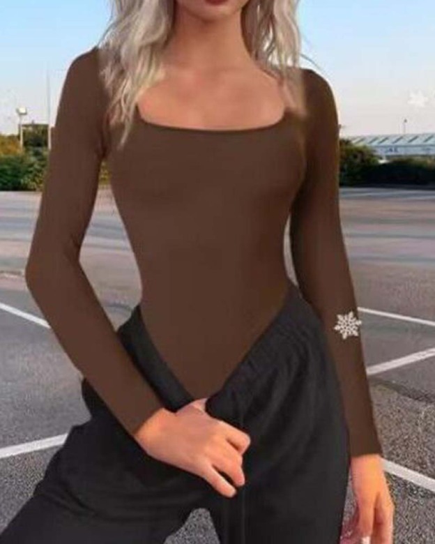 Ribbed Square Neck Bodysuit