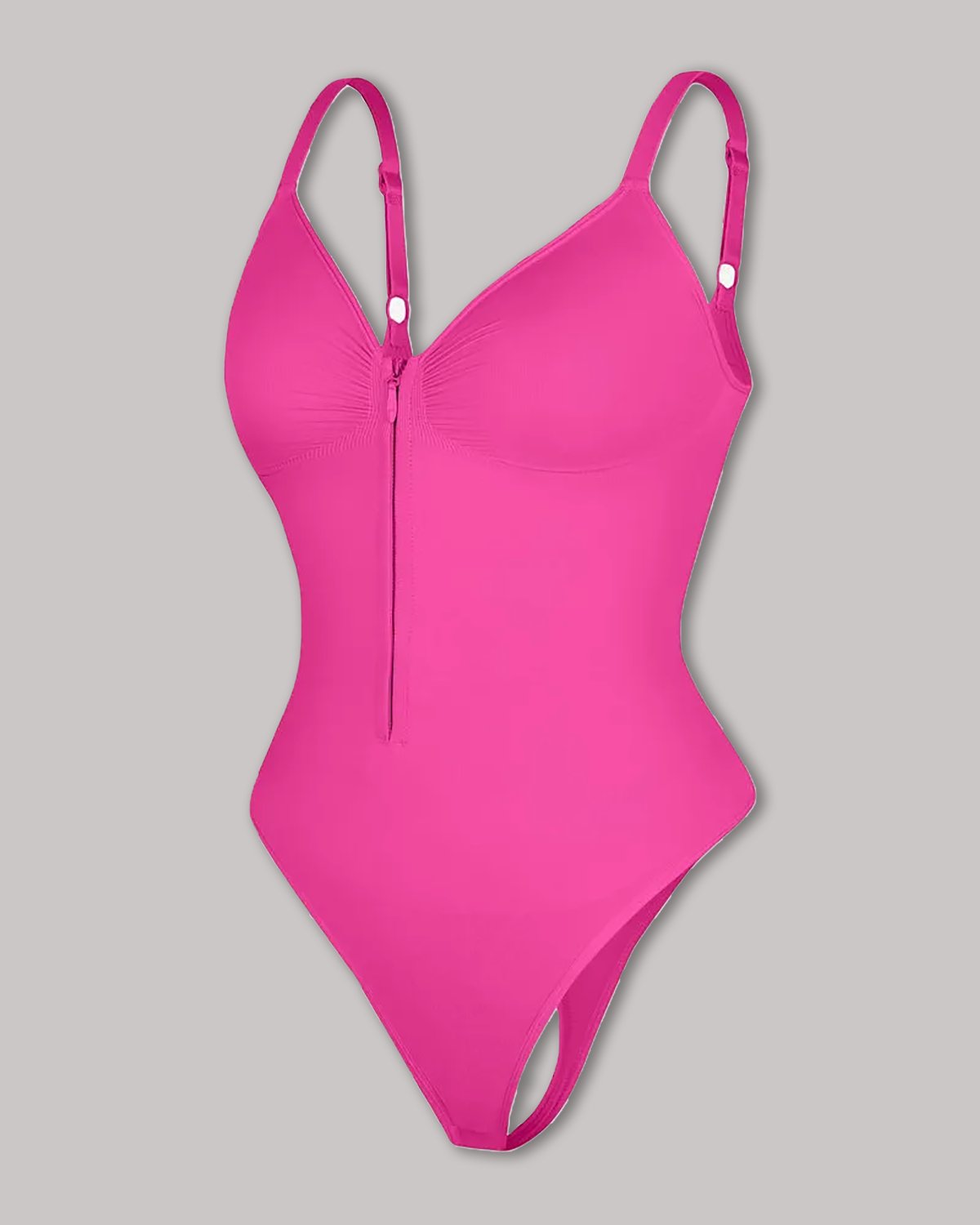 Seamless Zip-Up Thong Snatched Waist Body Suit V Neck Body Shaper