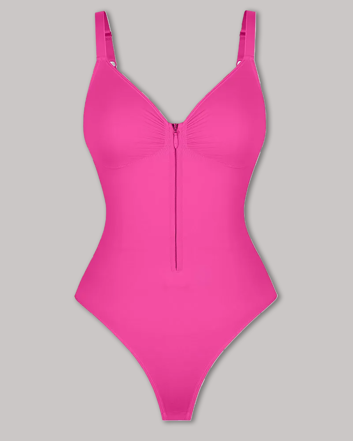 Seamless Zip-Up Thong Snatched Waist Body Suit V Neck Body Shaper