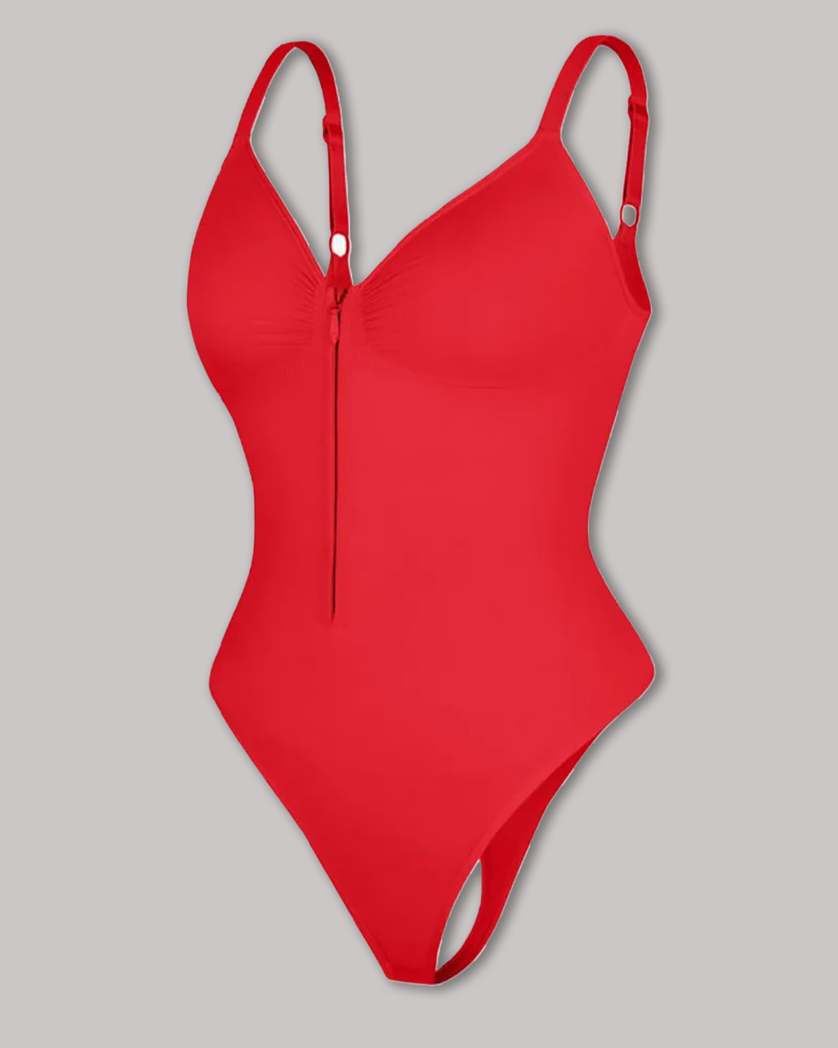 Seamless Zip-Up Thong Snatched Waist Body Suit V Neck Body Shaper