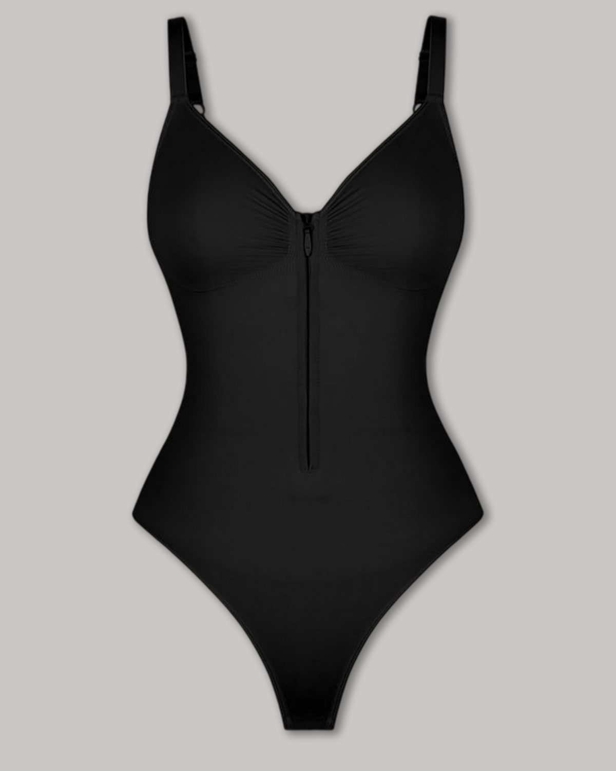 Seamless Zip-Up Thong Snatched Waist Body Suit V Neck Body Shaper