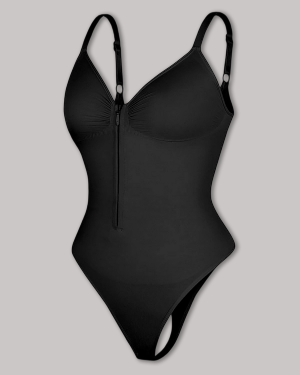 Seamless Zip-Up Thong Snatched Waist Body Suit V Neck Body Shaper