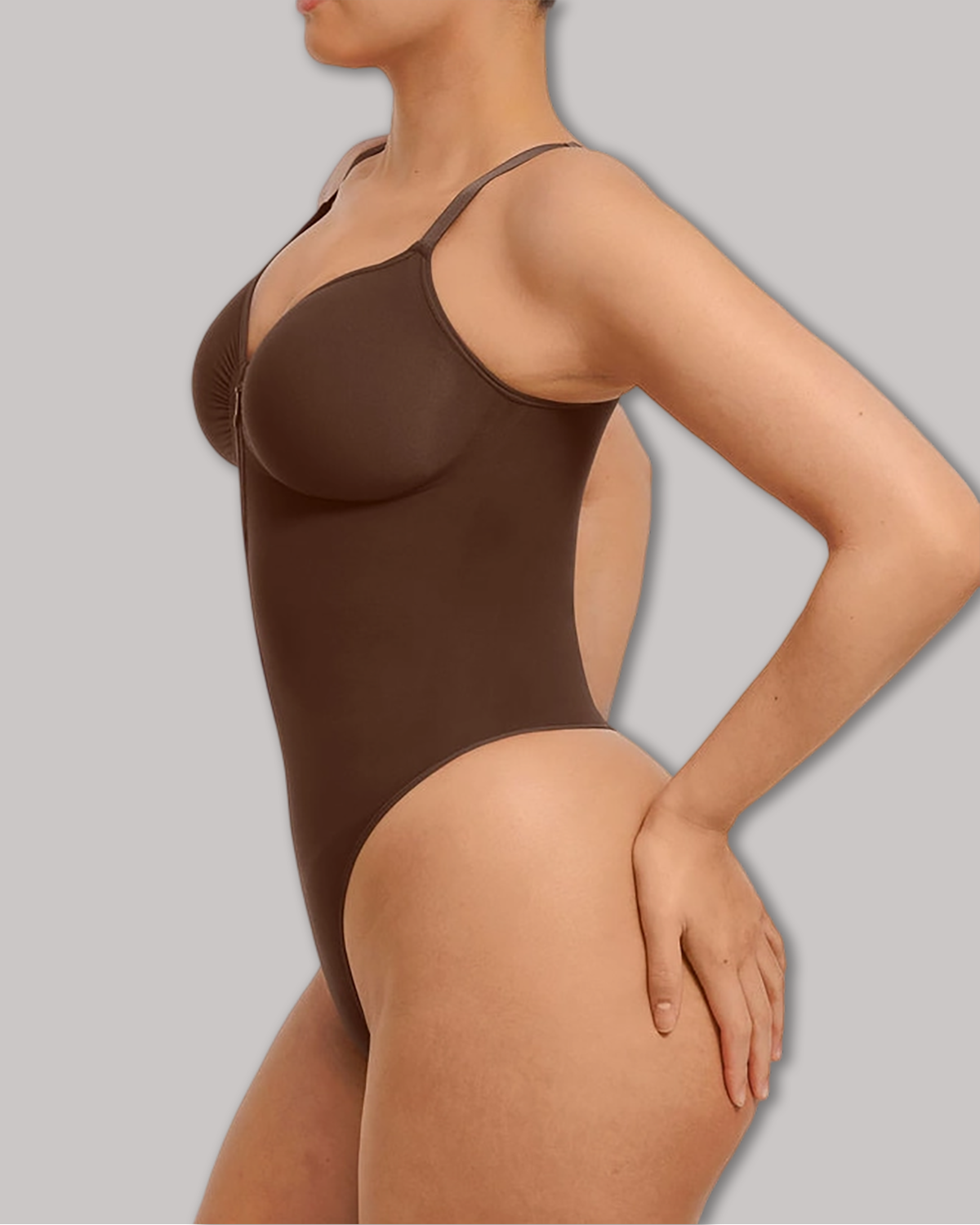 Seamless Zip-Up Thong Snatched Waist Body Suit V Neck Body Shaper