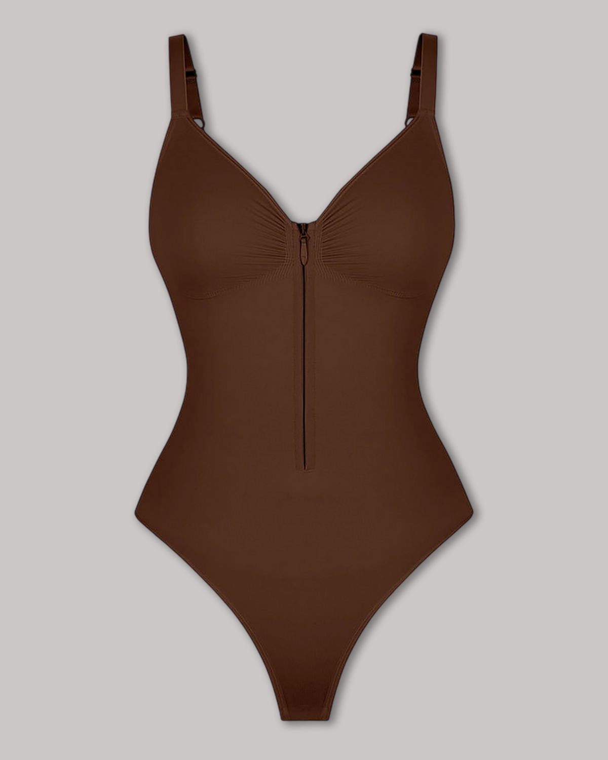 Seamless Zip-Up Thong Snatched Waist Body Suit V Neck Body Shaper