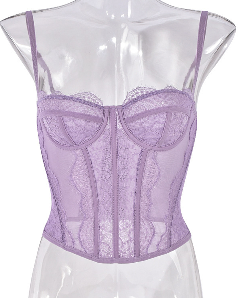 Lace Sexy Cutout Camisole Top-Curvy-Faja