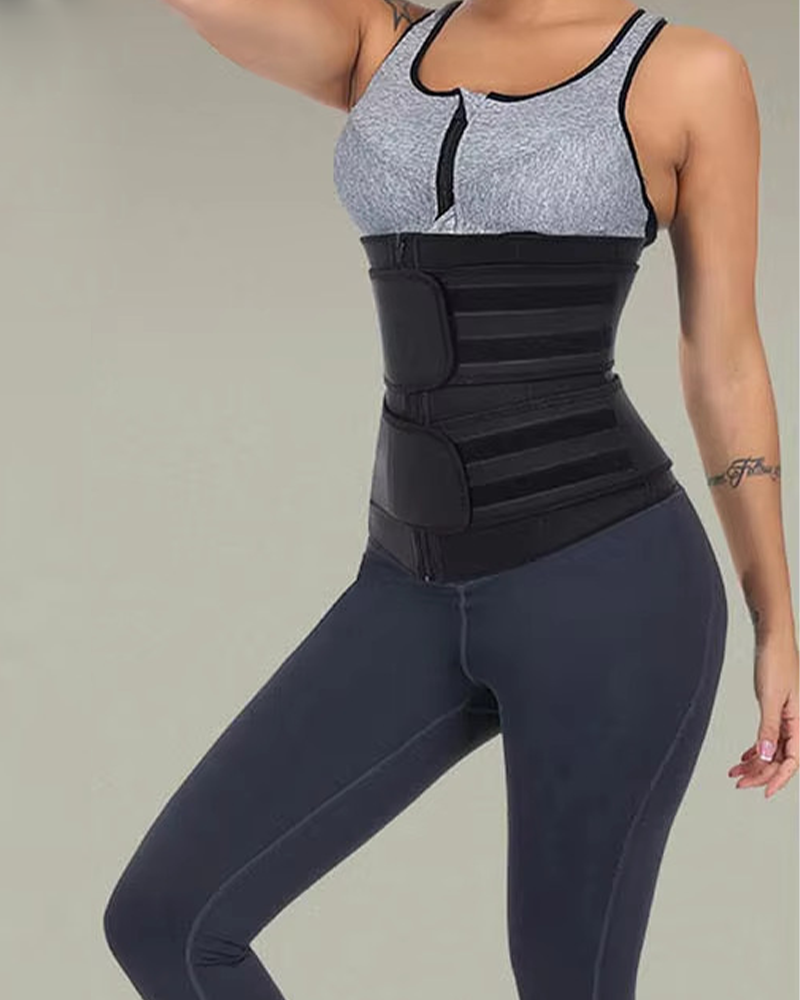 Body Shaping Double Belt Zipper Belly Control Belt-Curvy-Faja