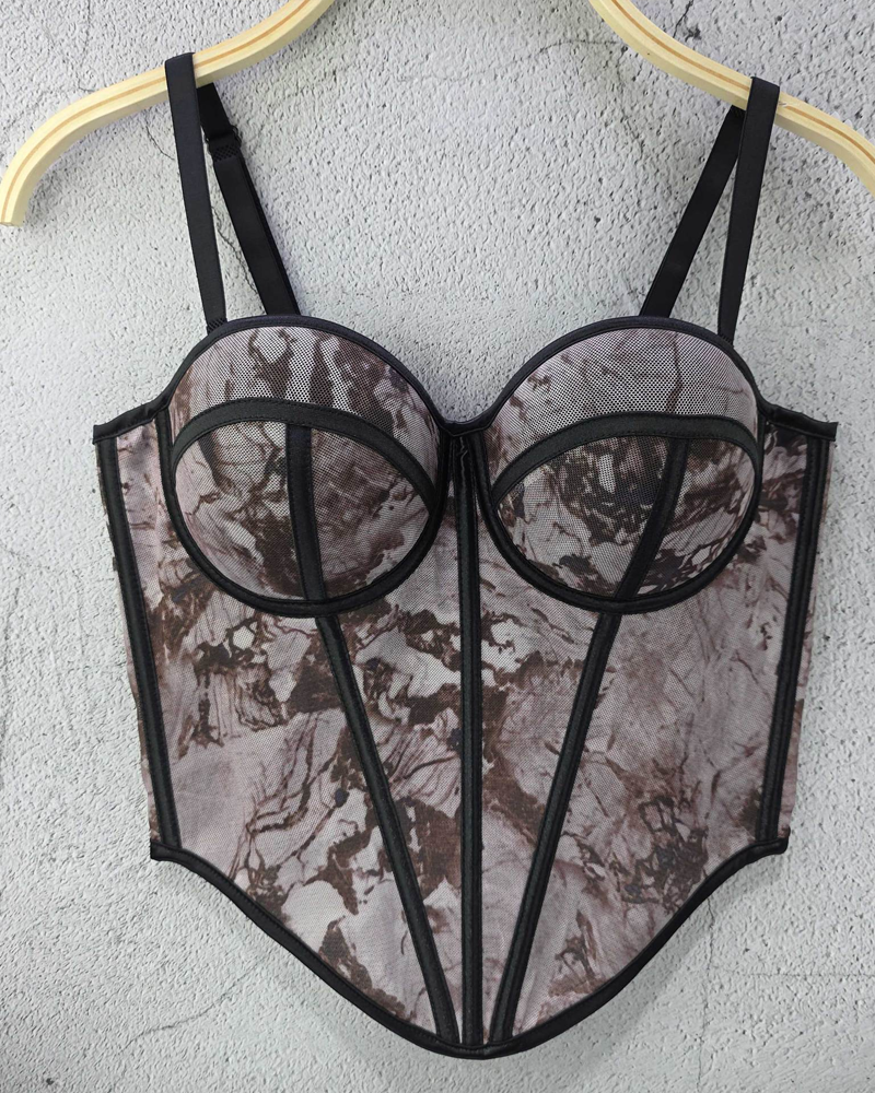 Sexy Mesh Suspender Corset