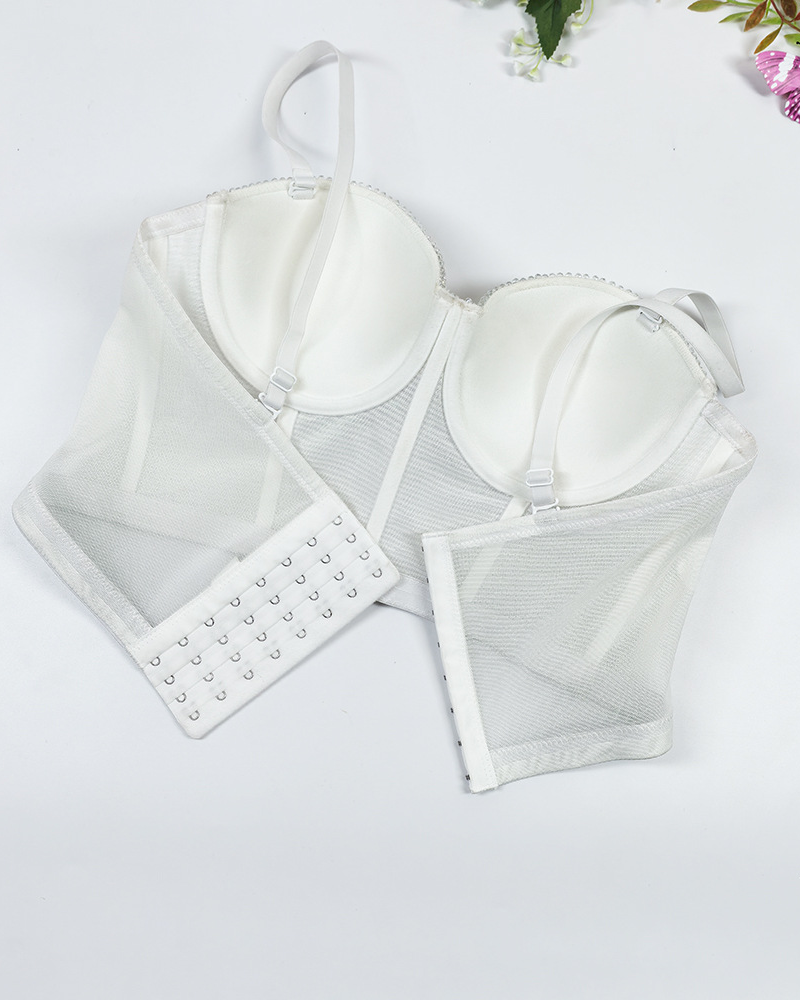 Sexy Beaded Fishbone Halter Corset