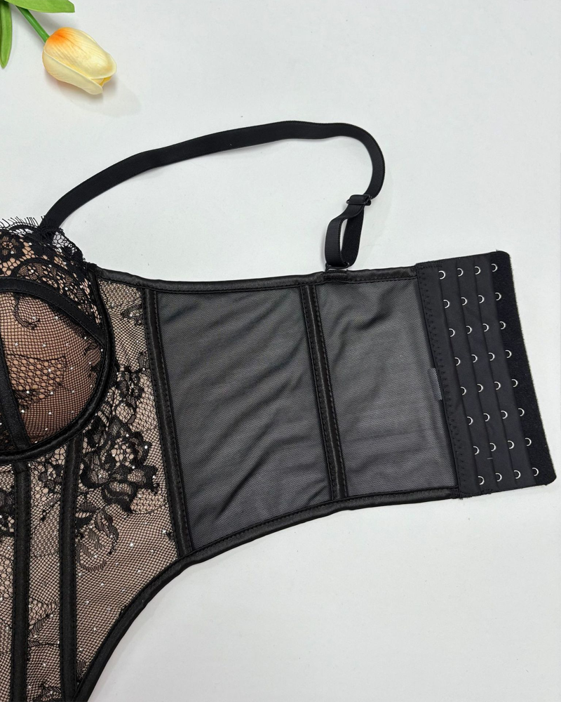 Sparkle Lace Boned Corset Camisole