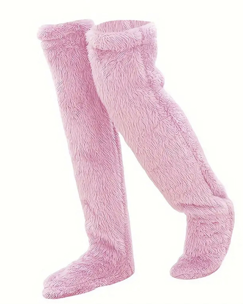Fuzzy Legs Sock Slippers-Curvy-Faja
