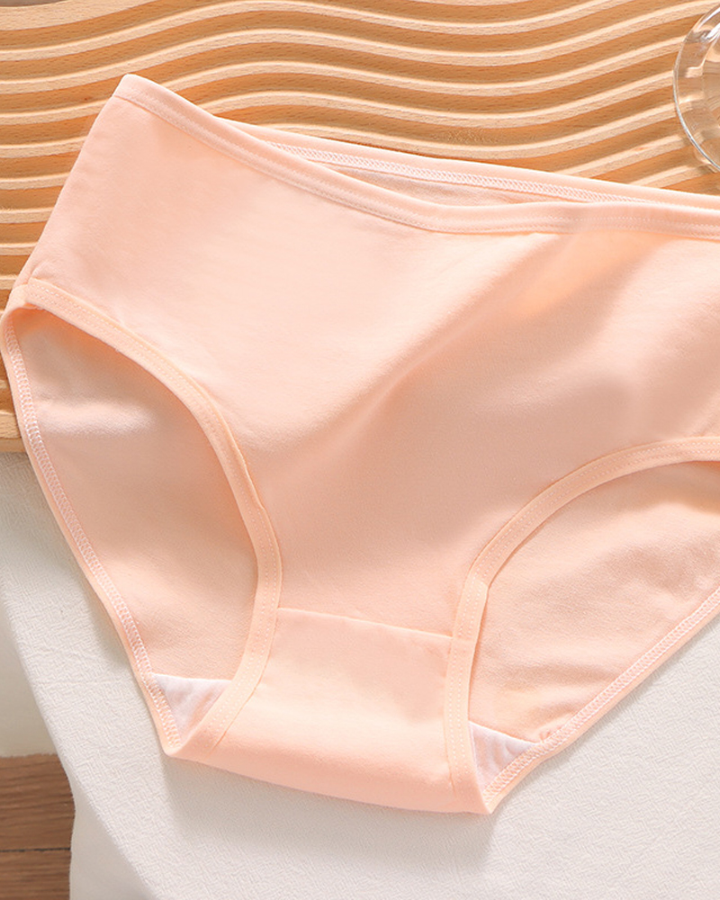 Candy Solid Color Cotton Briefs-Curvy-Faja