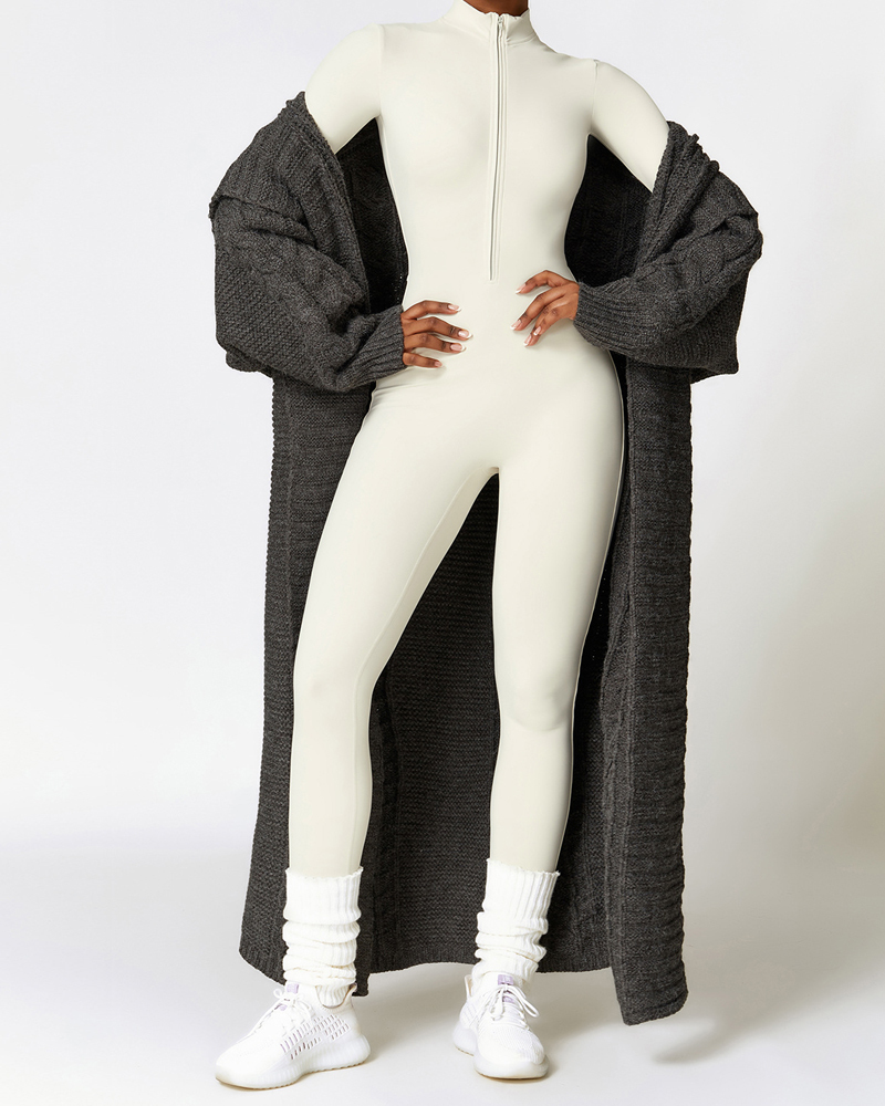 Tight Fleece Yoga Jumpsuit-Curvy-Faja