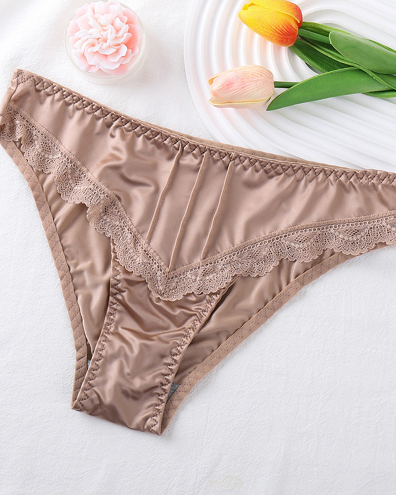 One-Piece Satin Seamless Cotton Crotch Briefs-Curvy-Faja