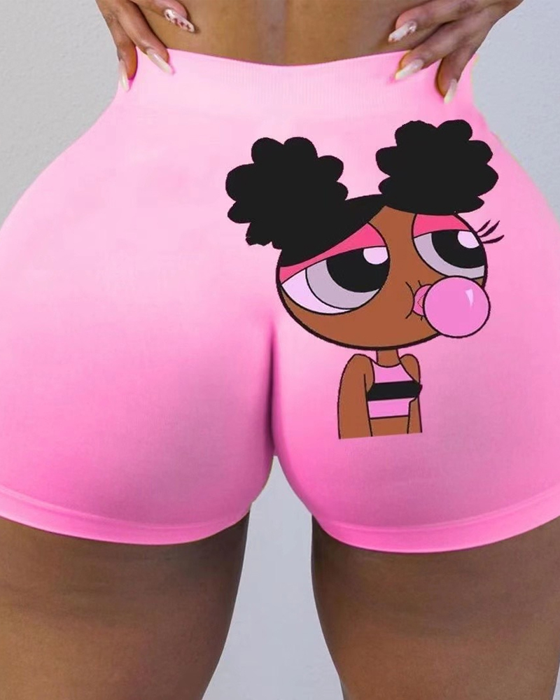 Graffiti Dopamine Quick Dry Breathable Hip-Lifting Shorts-Curvy-Faja