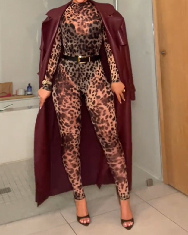 Leopard Print Sexy Jumpsuit-Curvy-Faja