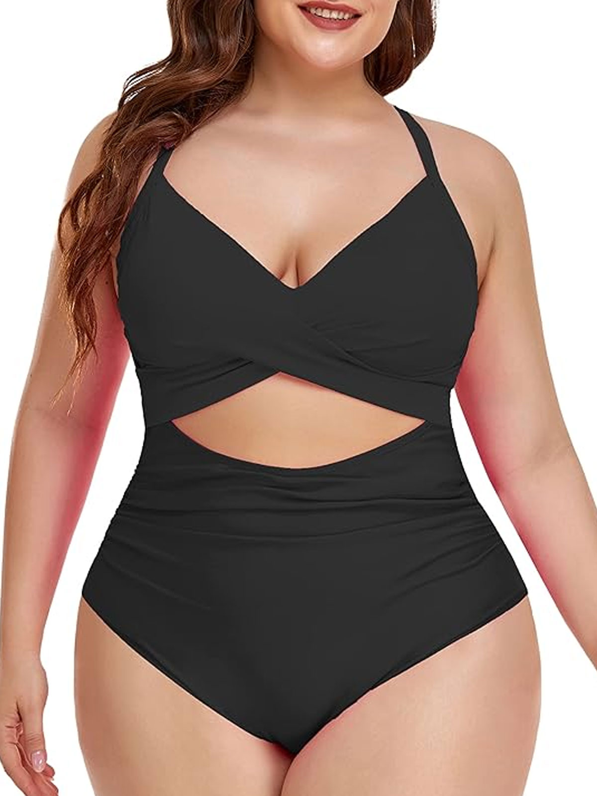 One Piece Swimsuits Tummy Control Cutout High Waisted Bathing Suit Wrap Tie Back-Curvy-Faja