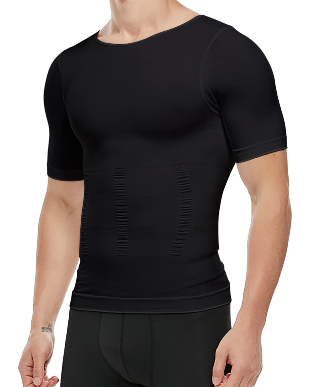 Men's Short-Sleeved Tummy Control Bottoming Body-Shaping Garment-Curvy-Faja