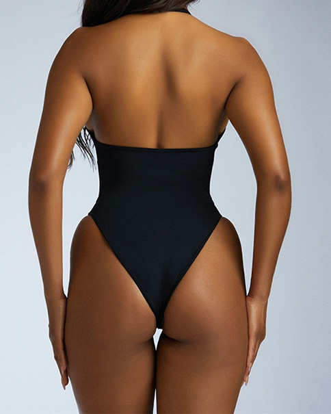 See-Through Mesh Backless Jumpsuit-Curvy-Faja