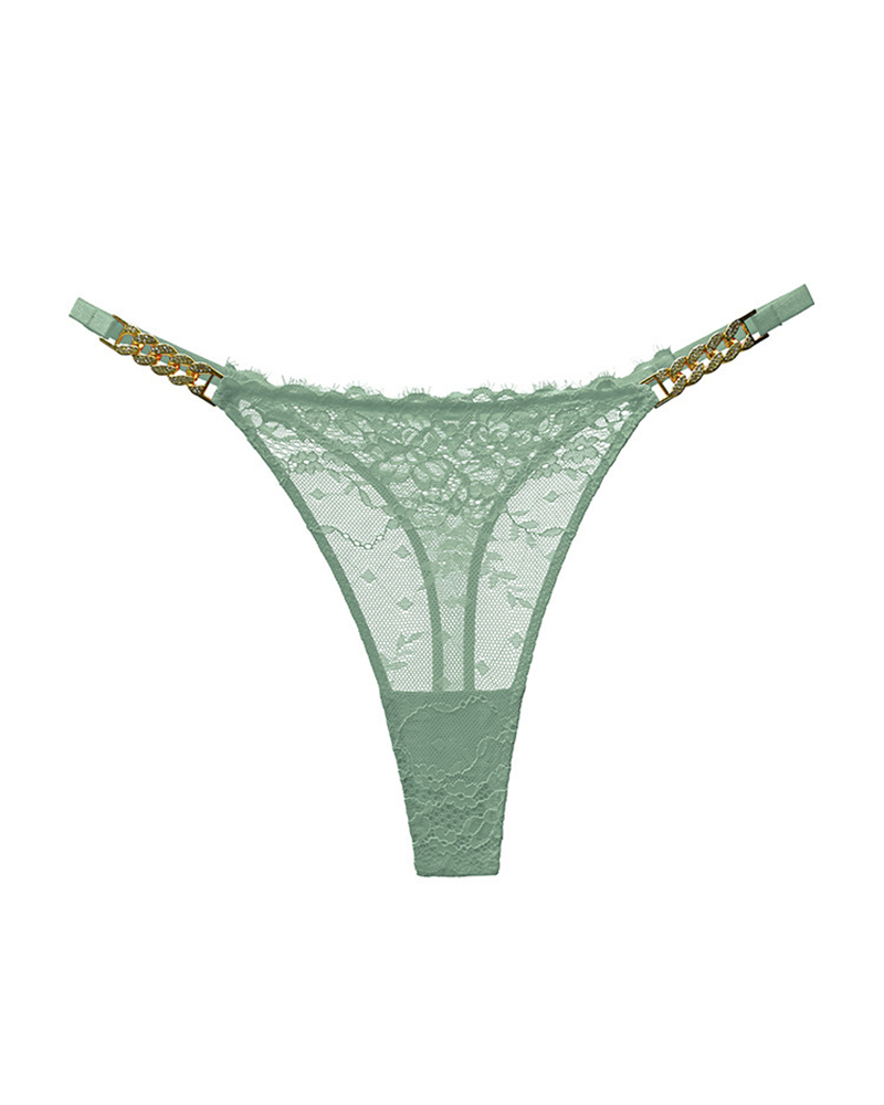 Sexy Rhinestone Metal Chain Women's Thong-Curvy-Faja