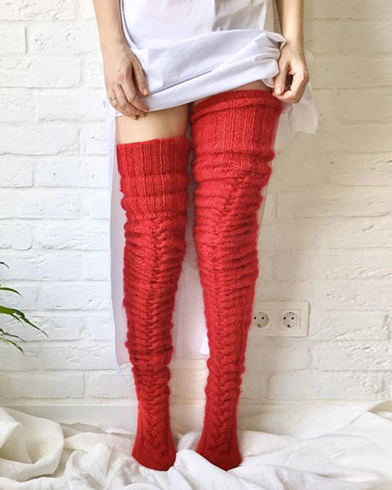 Knee-Length Knitted Socks-Curvy-Faja