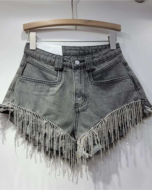 Tassel Chain Denim Shorts-Curvy-Faja