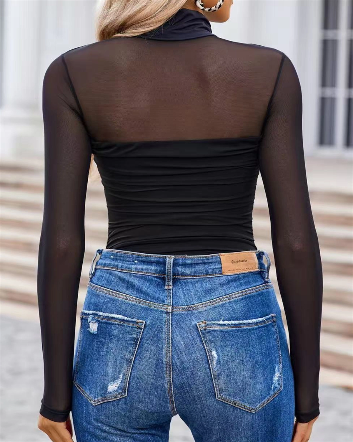 Women's High Neck Long Sleeved Mesh Triangle Body Shaper