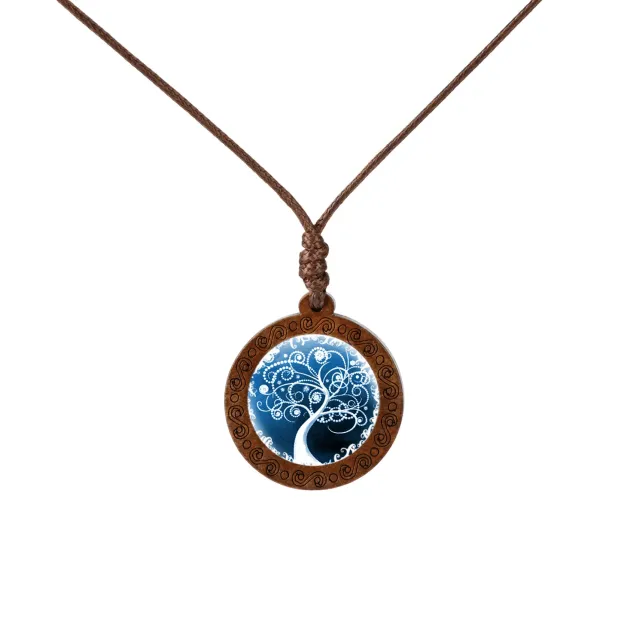 Wood Life Tree time gem Glass Pendant Necklace-Curvy-Faja
