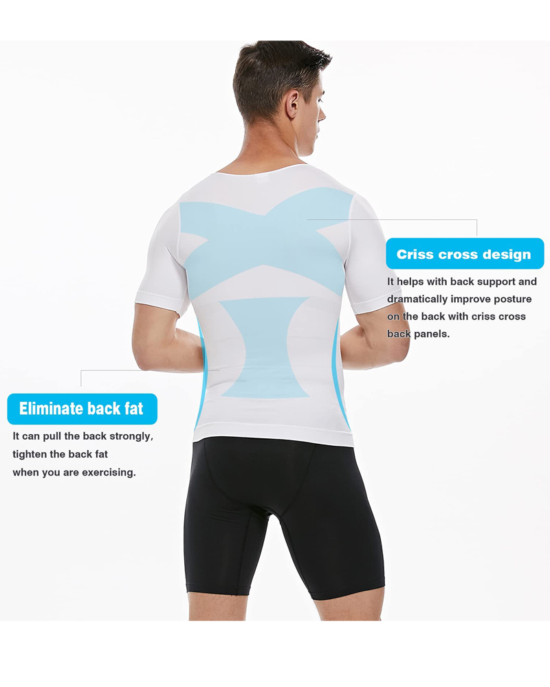 Men's Short-Sleeved Tummy Control Bottoming Body-Shaping Garment-Curvy-Faja