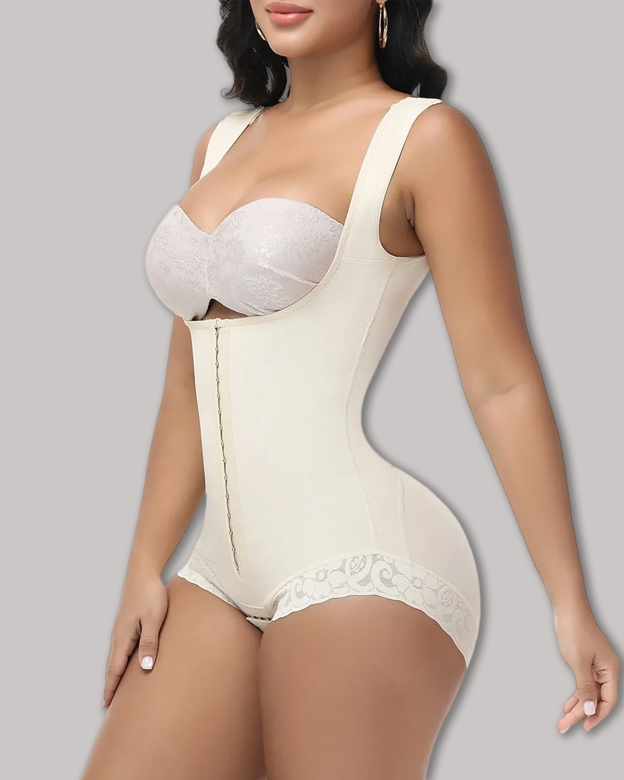 2025 Curvy-Faja Button Down Bodysuit Shapewear - Tummy Control Thong Bodysuit with Snap Closure