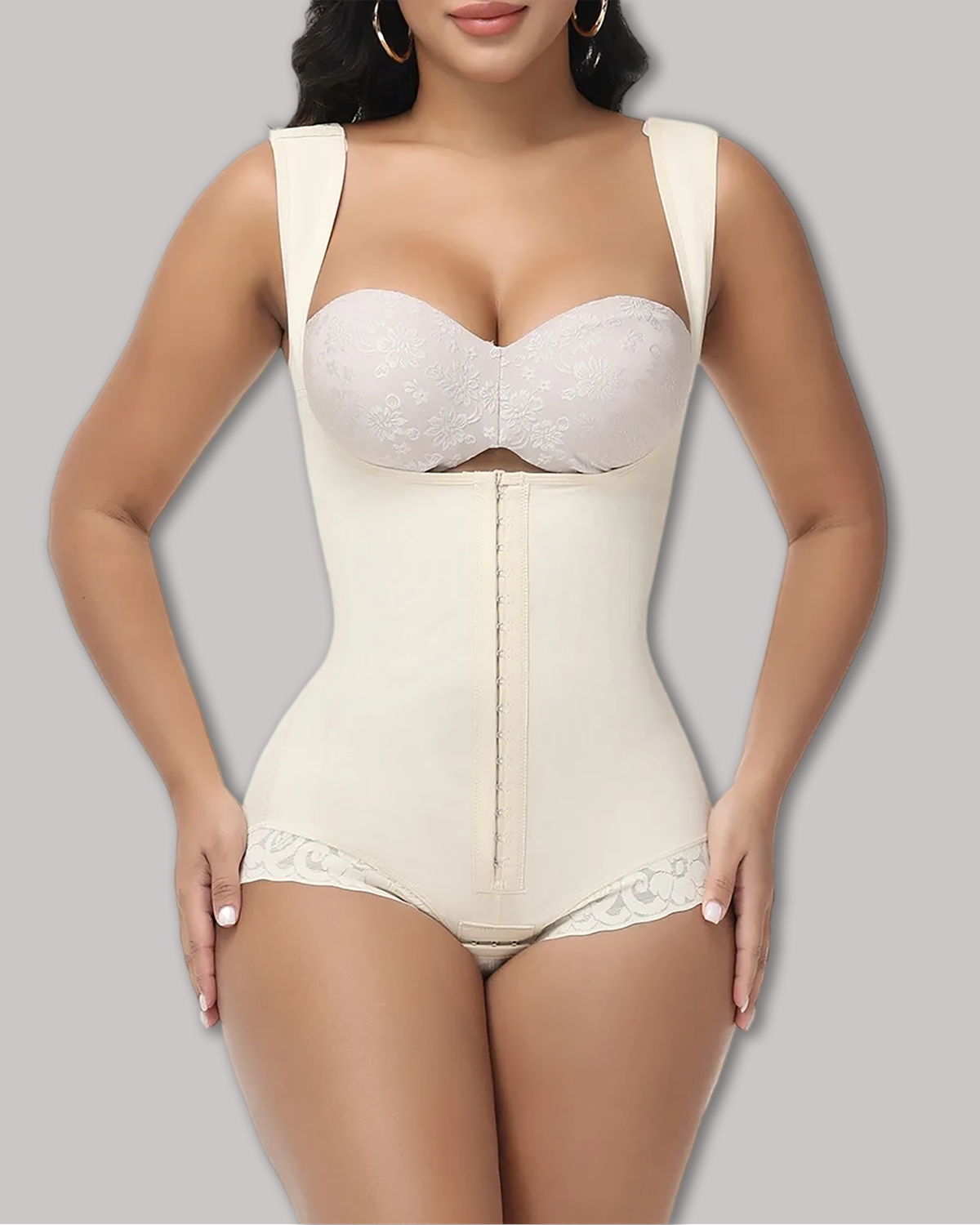 2025 Curvy-Faja Button Down Bodysuit Shapewear - Tummy Control Thong Bodysuit with Snap Closure