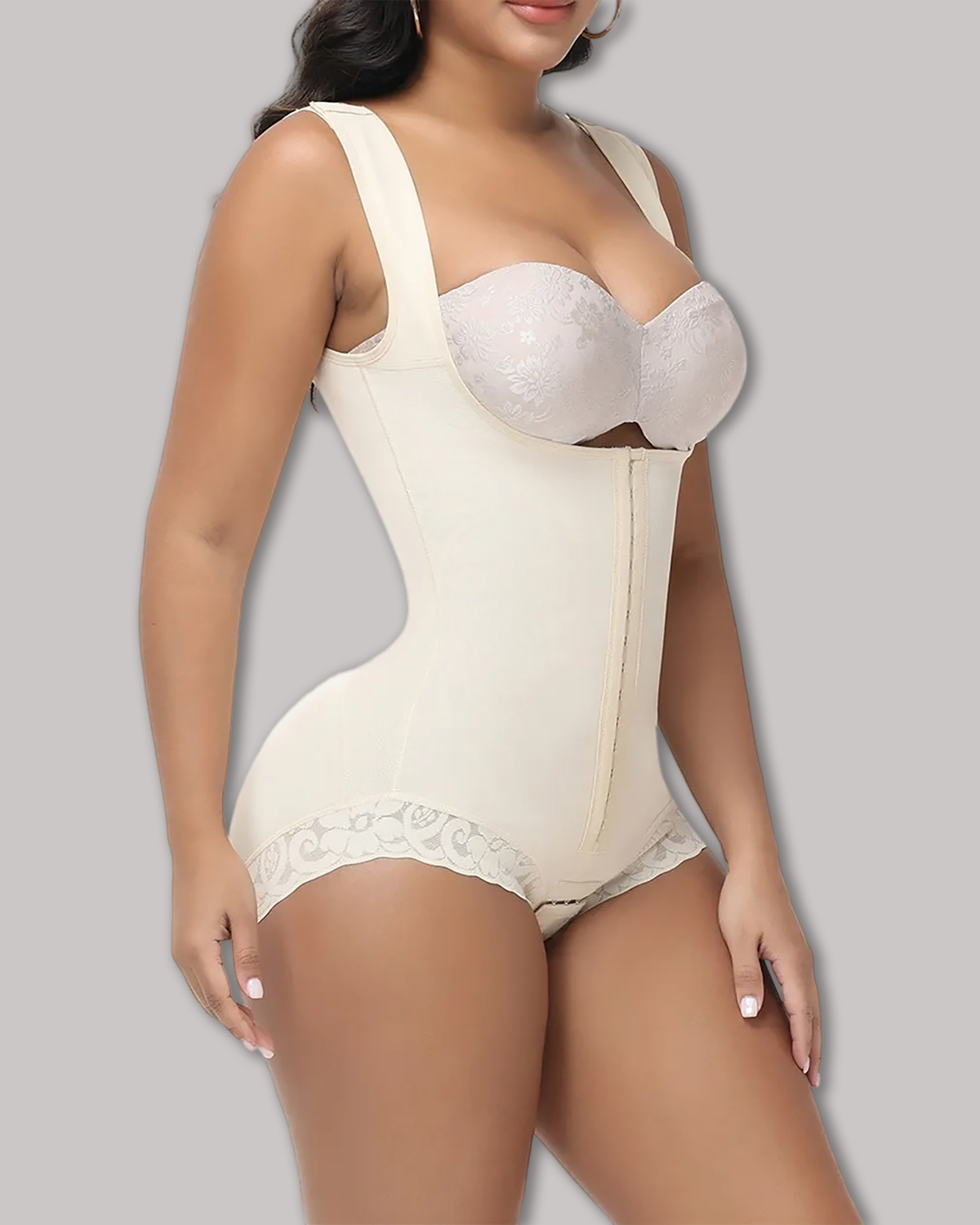 2025 Curvy-Faja Button Down Bodysuit Shapewear - Tummy Control Thong Bodysuit with Snap Closure