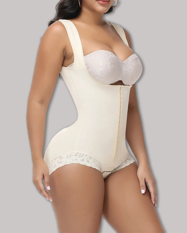 2025 Curvy-Faja Button Down Bodysuit Shapewear - Tummy Control Thong Bodysuit with Snap Closure