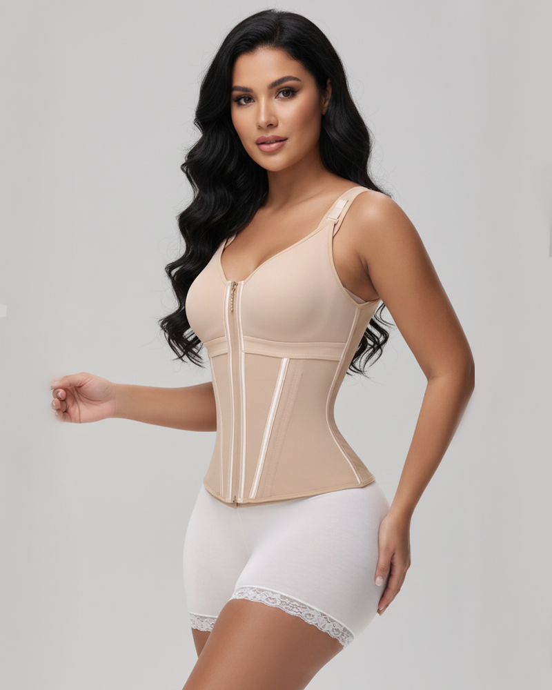 High Compression Tummy Control Latex Corset Waist Vest with Bra
