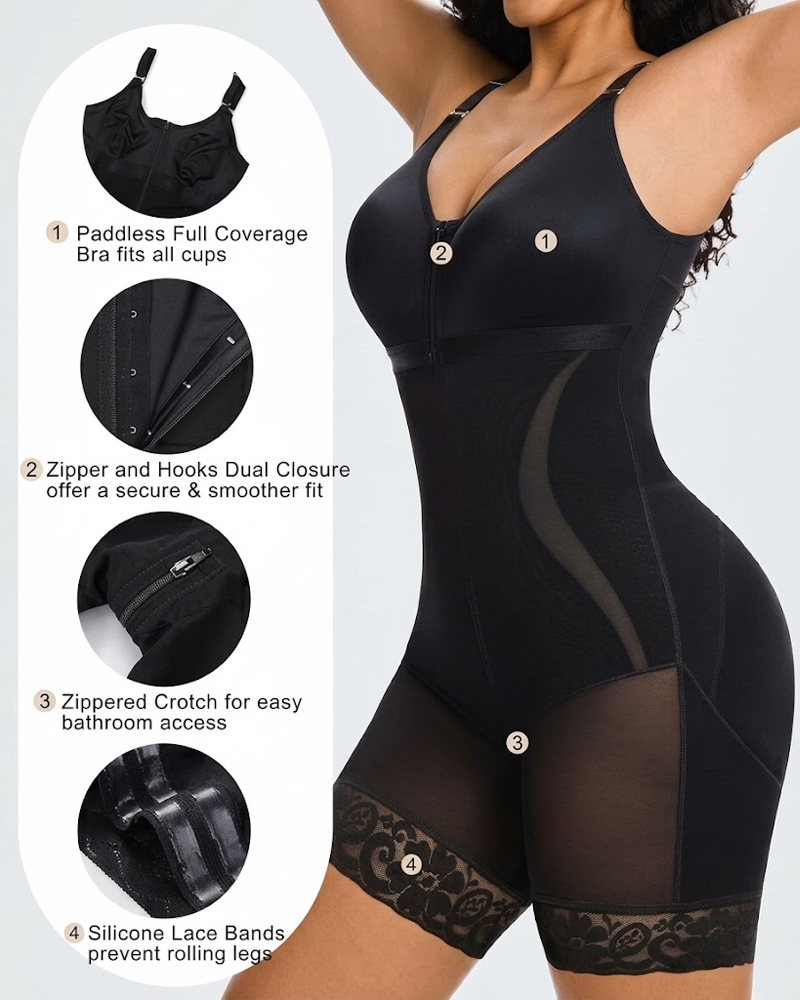 Postpartum Front Zipper Tummy Control Butt Lifter Shapewear Bodysuit（Pre-Sale）