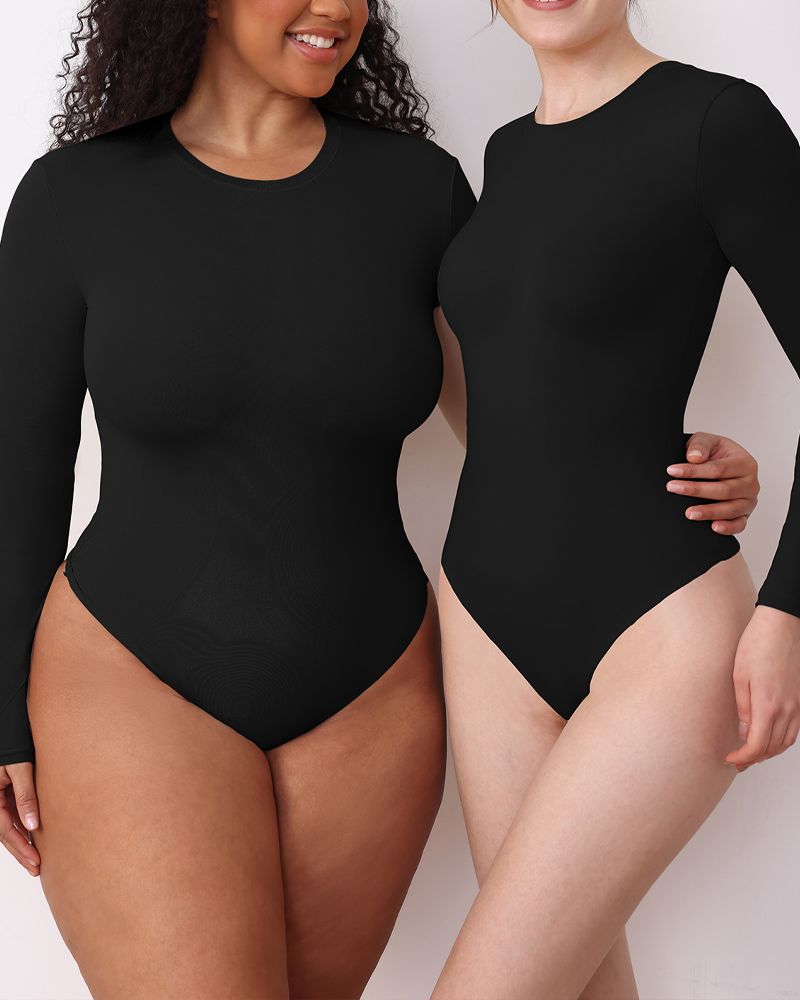 Double-Layered High-Elastic Body-Shaping Long-Sleeved Bodysuit