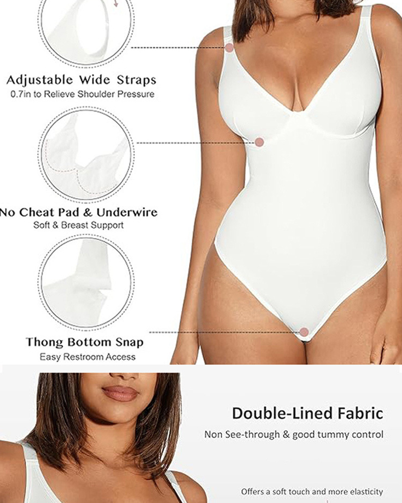 Deep V-Neck Bodysuit For Tummy Control Hip Lift And Shaping