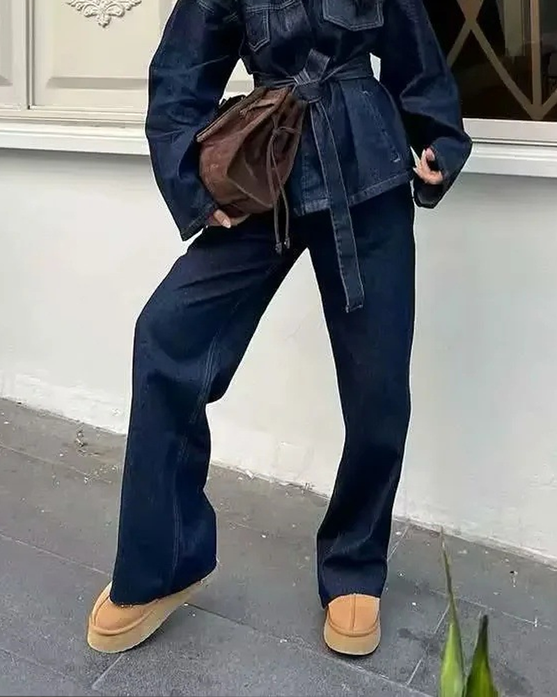 Retro Versatile Straight Leg Jeans