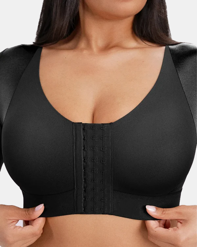 Short Sleeve Arm Compression Shapewear Top Front Hook‑and‑Eye Post‑Surgical Shaper Top(Pre‑Sale)