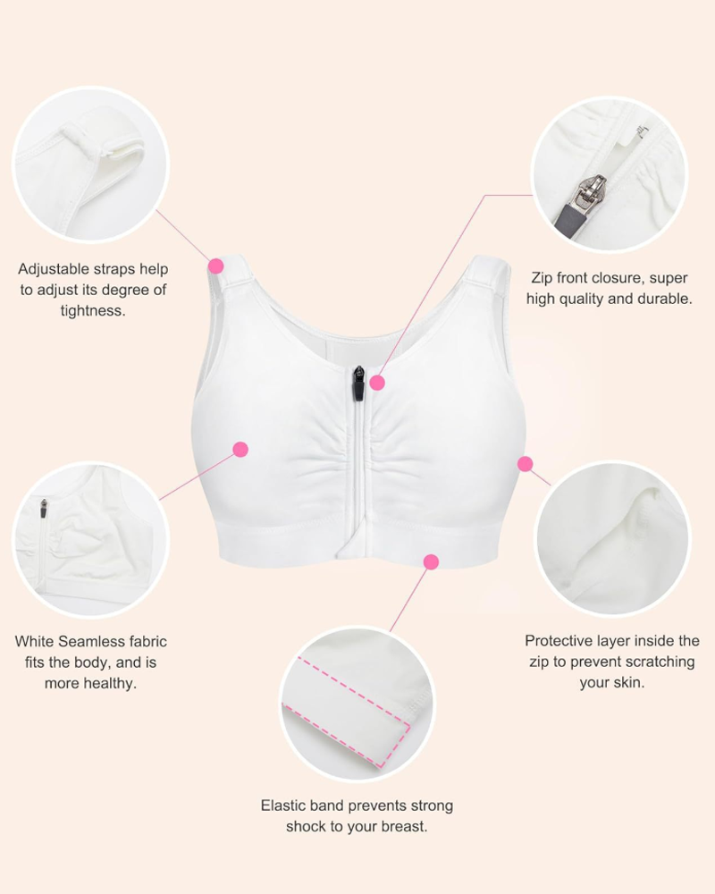 Zippered Push-Up Fitness Breathable Shaping Bra