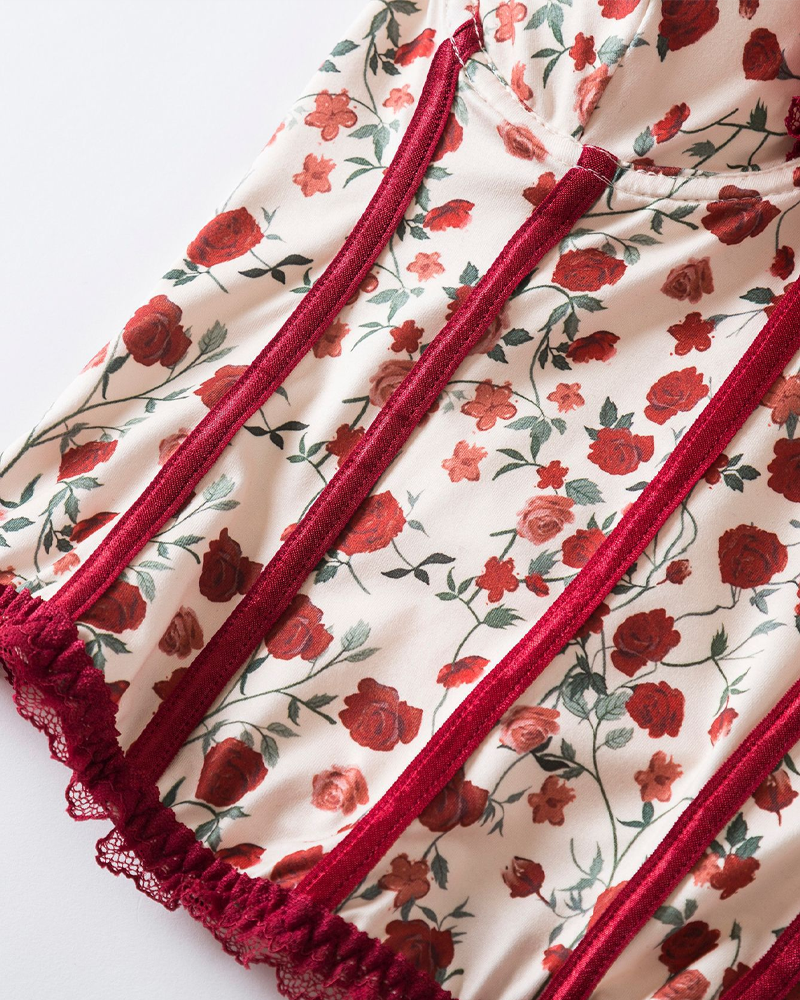 Retro Milk Silk Rose Butterfly Waist Corset