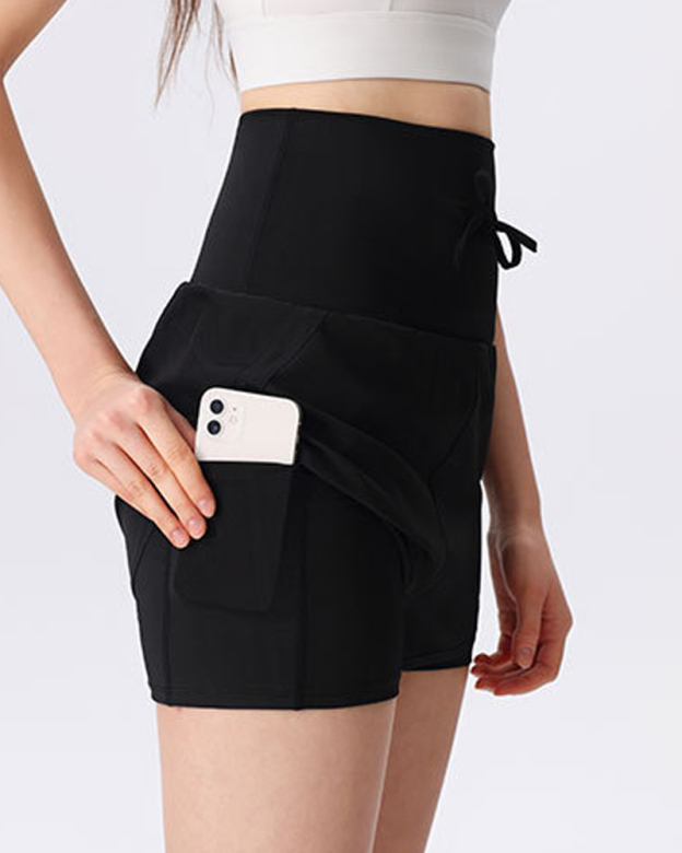 Tummy-Control Waist Yoga Shorts-Curvy-Faja