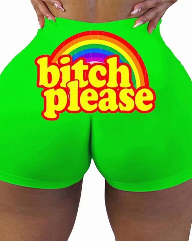 Graffiti Dopamine Quick Dry Breathable Hip-Lifting Shorts-Curvy-Faja