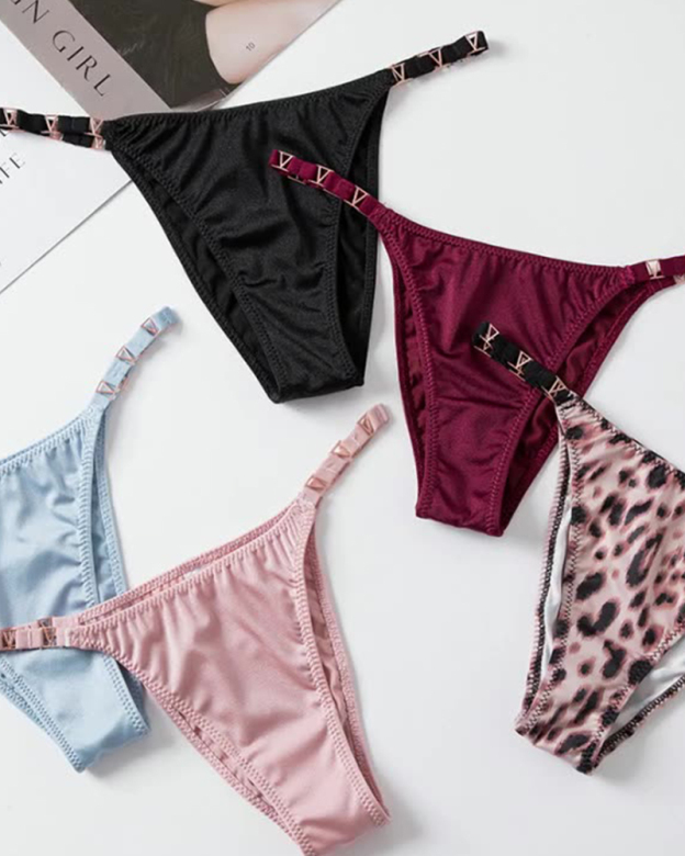 Sexy V-Shaped Metallic Ice Silk Panties-Curvy-Faja