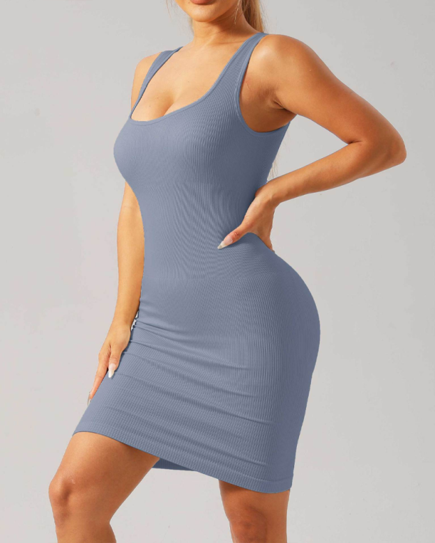 Tight-Fitting S-Curve Outdoor Bodycon Dress Lycra Fabric