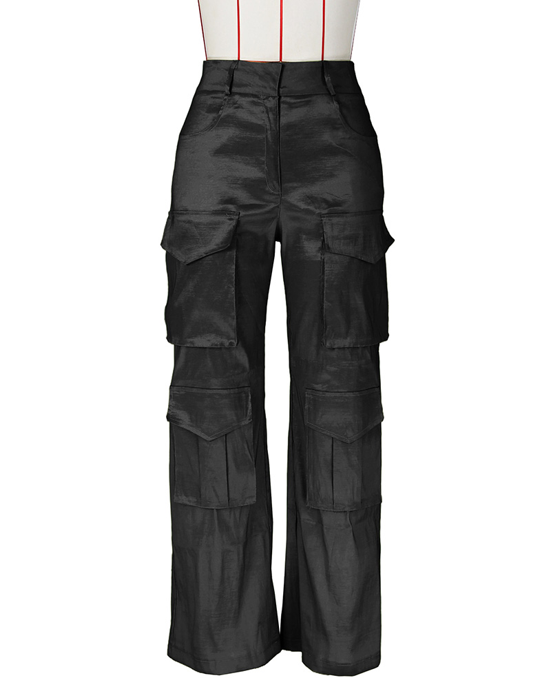 Satin Cargo-Style Trousers