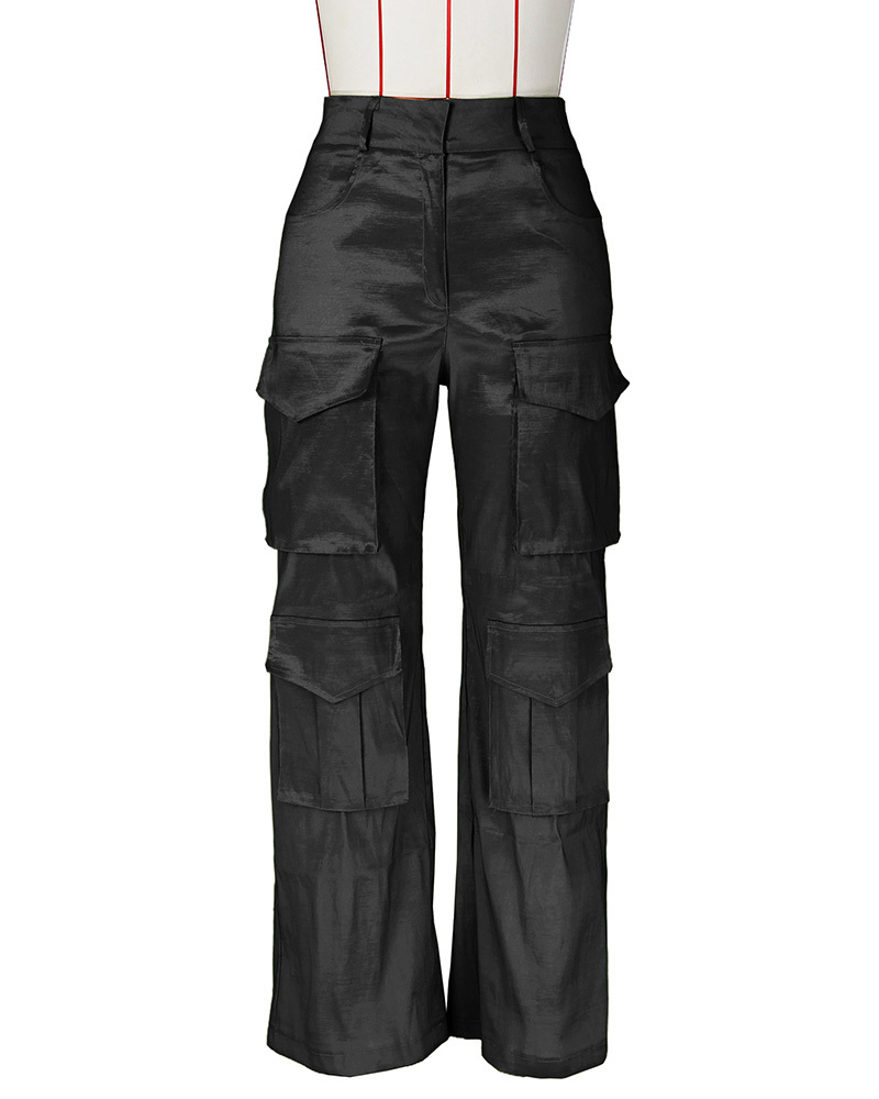 Satin Cargo-Style Trousers