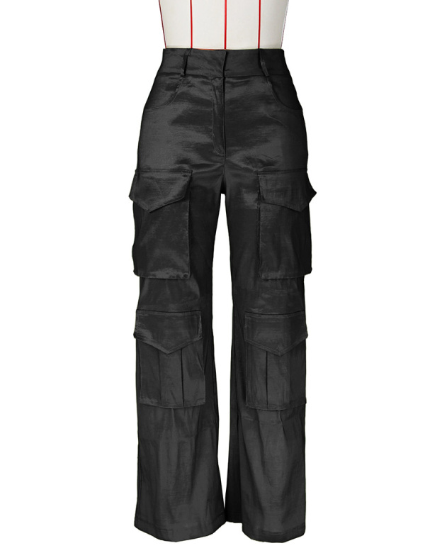 Satin Cargo-Style Trousers